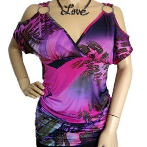 Cold Shoulder Print Top